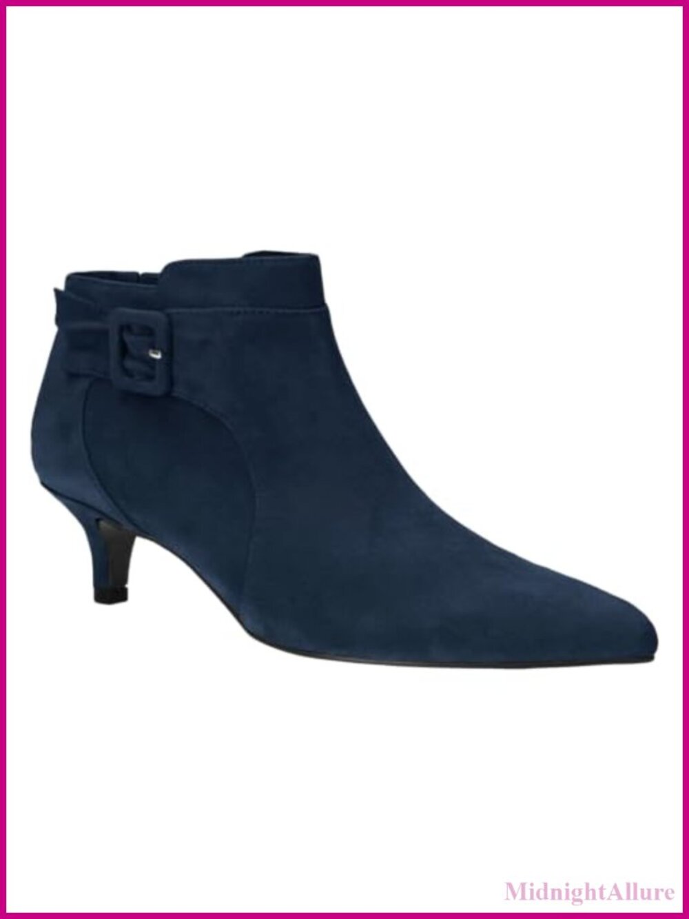 Faux Suede Pointed Toe Ankle Booties Kitten Heel Side Zip Dress Shoes